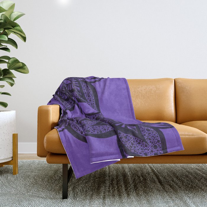 Floral Fantasy in Purple Throw Blanket