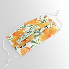 Watercolor California poppies Face Mask