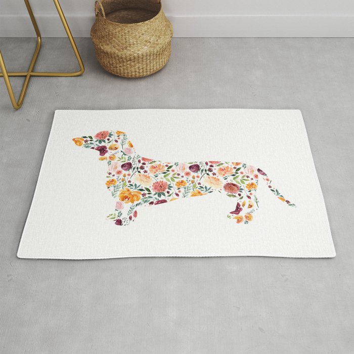 Dachshund - Watercolor/Floral Rug