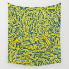 Meandering Abstract Artwork in Ukrainian National Colors (Blue and Yellow) Wall Tapestry