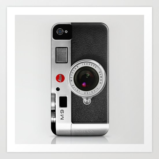 classic retro Black silver Leather vintage camera iPhone 4 4s 5 5c, ipod, ipad case Art Print