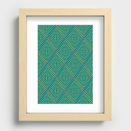 Blue Green Spirals Pattern Recessed Framed Print