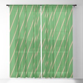 [ Thumbnail: Dark Salmon and Forest Green Colored Lines/Stripes Pattern Sheer Curtain ]