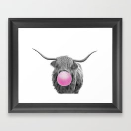 Bubblegum Highland Cow Framed Art Print