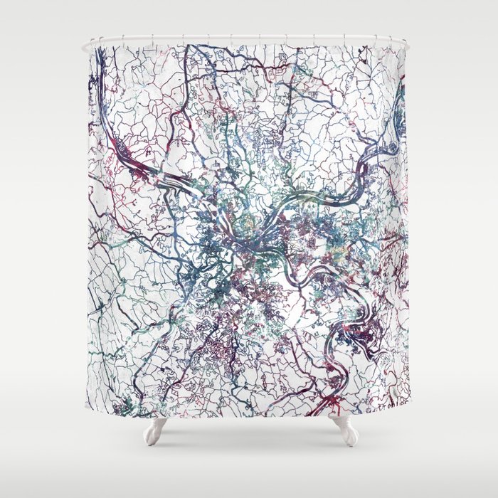 Pittsburgh map Shower Curtain