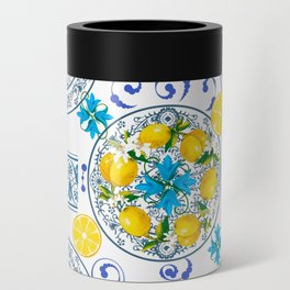 Lemon wreath,majolica Sicilian style art Can Cooler