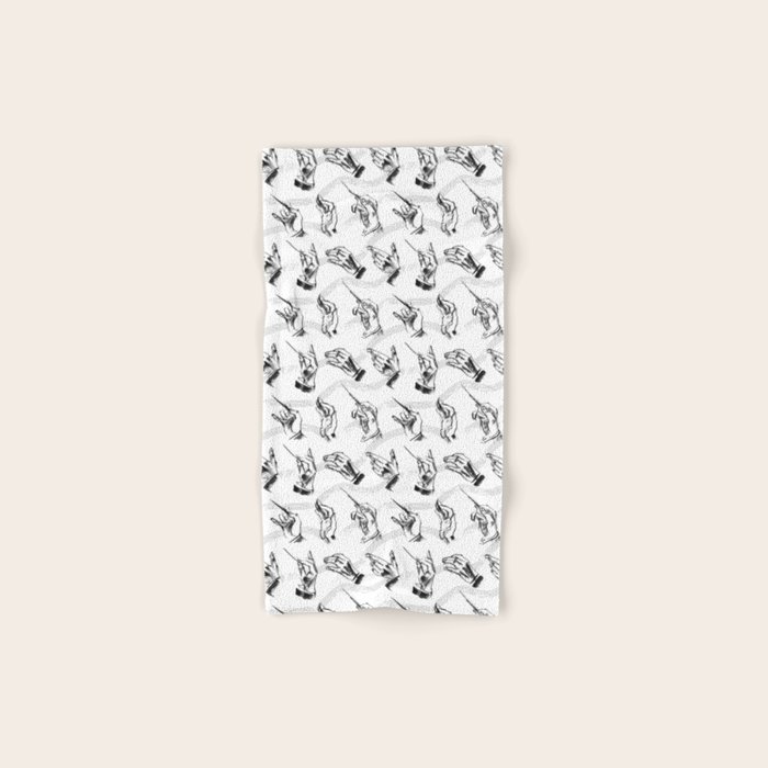 Conductor Pattern In Black And White Hand Bath Towel By