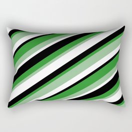 [ Thumbnail: Forest Green, Dark Sea Green, White & Black Colored Striped Pattern Rectangular Pillow ]