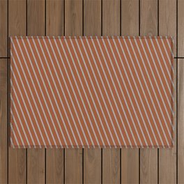 [ Thumbnail: Dark Grey & Sienna Colored Lines/Stripes Pattern Outdoor Rug ]
