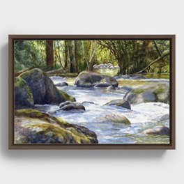 River through the tropical forest watercolor painting Framed Canvas