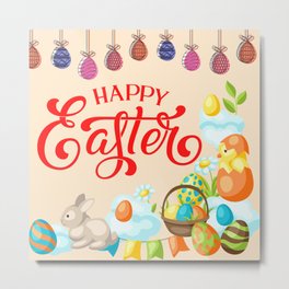 Happy Easter  Metal Print | Graphicdesign, Easterbunny, Easterholiday, Happyeaster, Egghunting, Bunny, Cuteeaster, Colorfuleggs, Egghutches, Colorfuleaster 