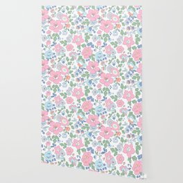 Vintage Liberty pattern. Elegant floral pattern in small flowers. Vintage pink design. Seamless texture Wallpaper