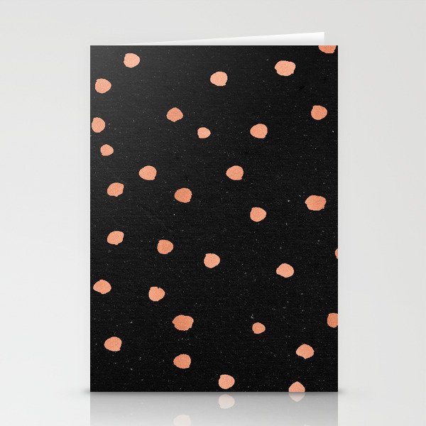 Rose Gold Dots on Black Pattern Stationery Cards