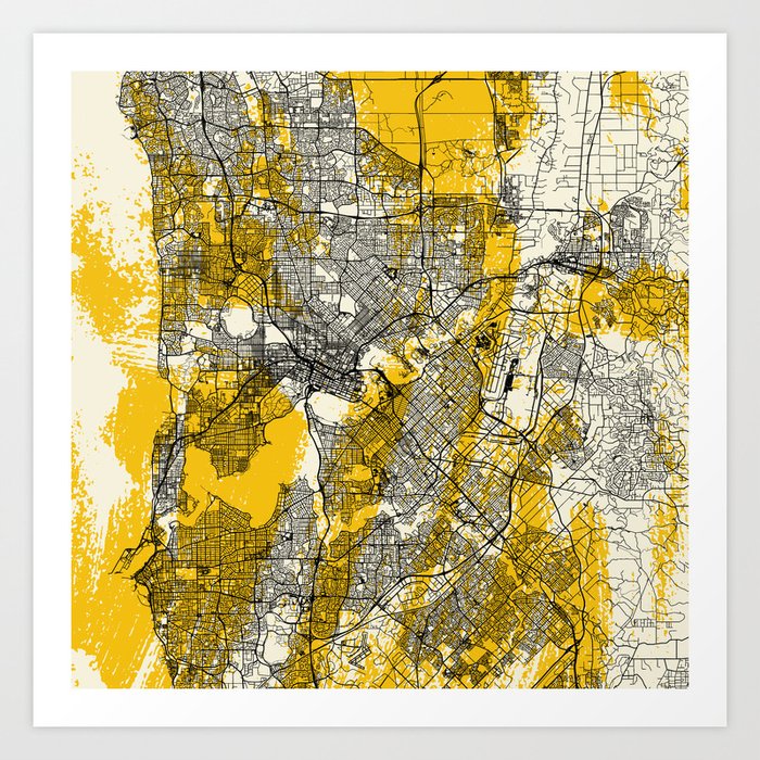 Australia, Perth Map - Aesthetic City Map Art Print