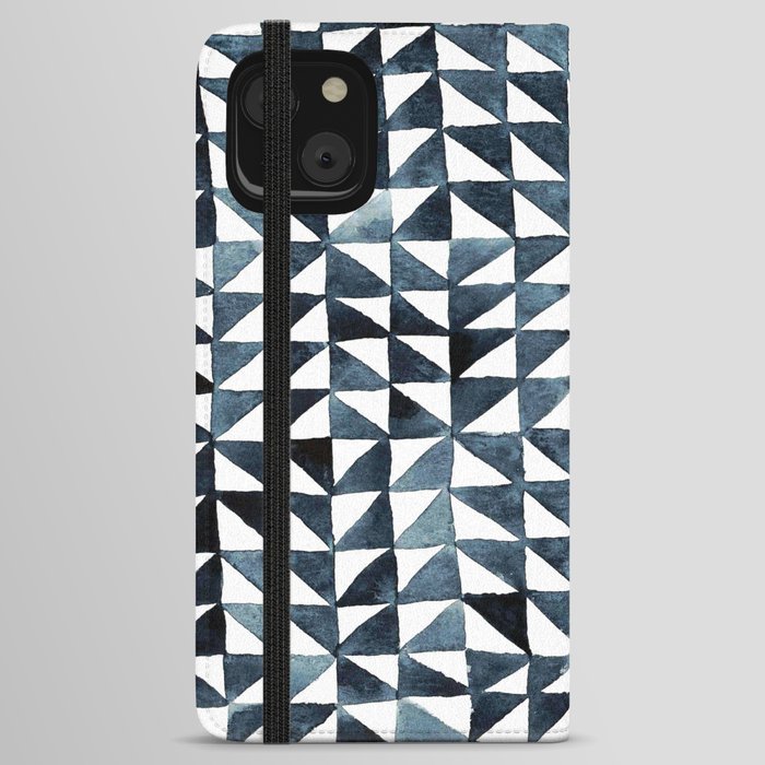 Triangle Grid slate blue iPhone Wallet Case
