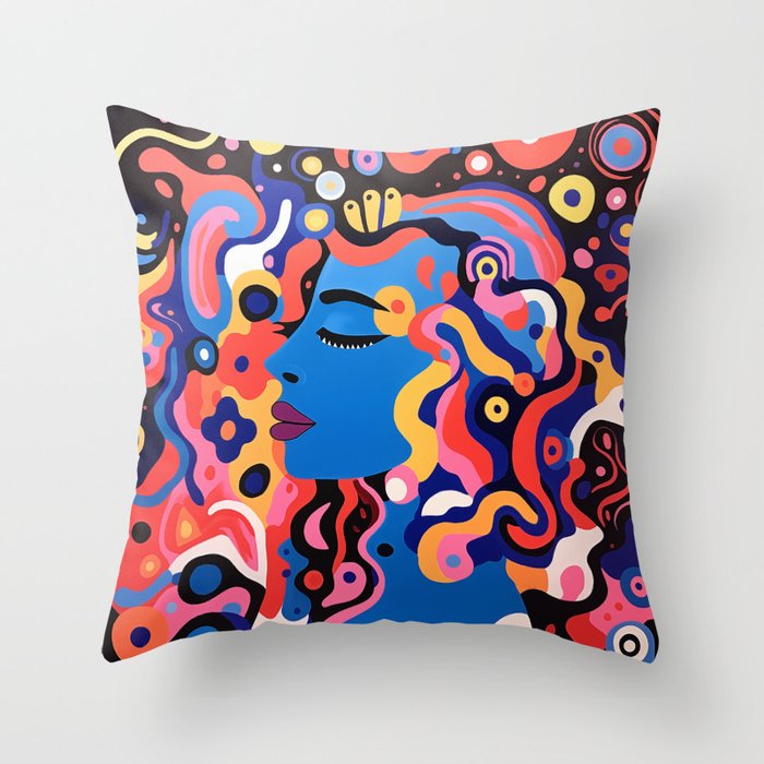 Woman in Flow State Throw Pillow