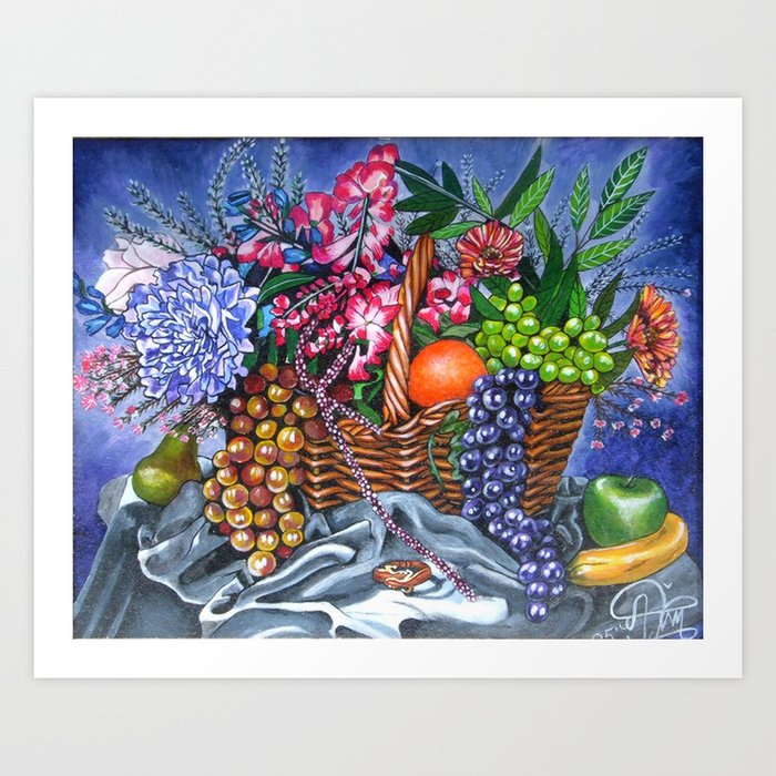 Plastic Fruits and Flowers Art Print