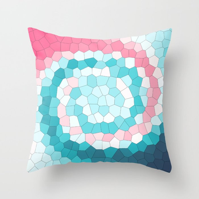 Red White Blue Swirly Stained Glass Abstract Art Throw Pillow