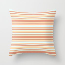 [ Thumbnail: Dark Salmon, Light Cyan, and Tan Colored Lines Pattern Throw Pillow ]