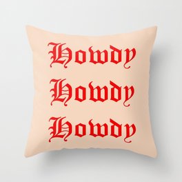 Old English Howdy Red and White Throw Pillow