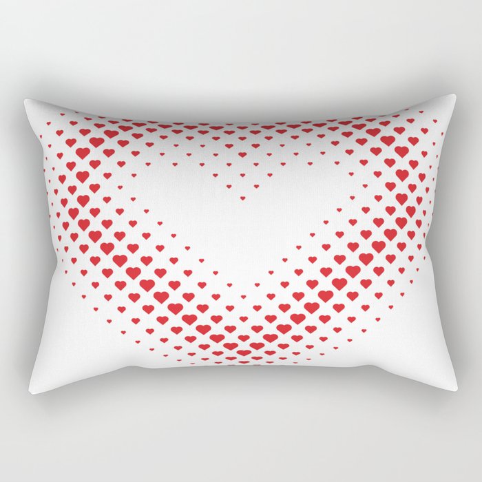 Heart Shape Halftone Dot Red Heart Pattern Rectangular Pillow