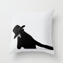 Smooth criminal; woman in all black and a black hat fashion & glamour female black and white photograph - photography - photographs Throw Pillow
