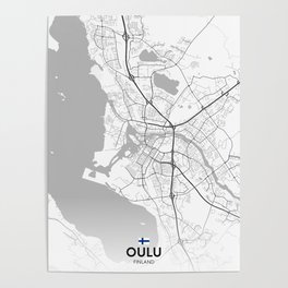 Oulu, Finland - Light City Map Poster