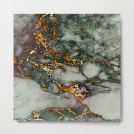 Gray Green Marble Glitter Gold Metallic Foil Style Metal Print | Pattern, Trendy, Greenandgold, Antique, Glitter, Greenery, Texture, Marble, Luxury, Agate 