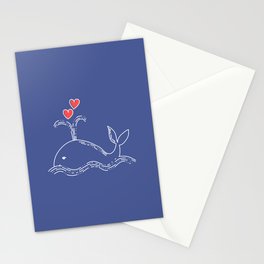 Cute whale with hearts Stationery Card