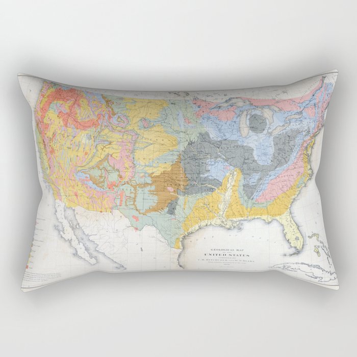 1874 Geological Map of the United States Rectangular Pillow