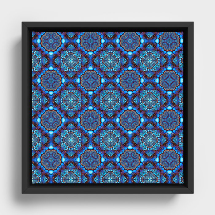 blue moroccan tile pattern Framed Canvas
