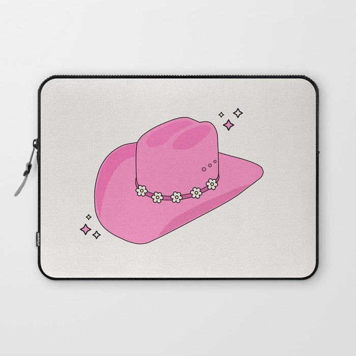 Cowboy Hat Print Pink Preppy Decor Aesthetic Laptop Sleeve