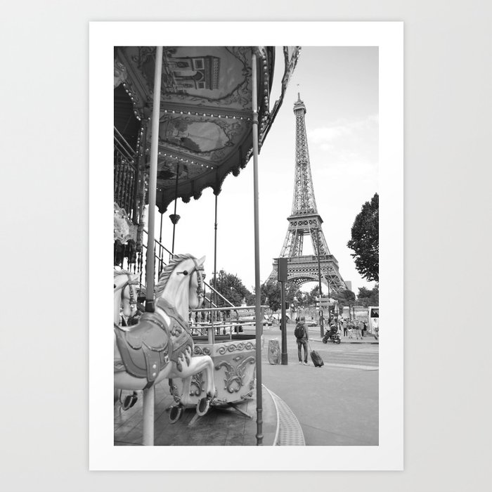 Carousel of the Eiffel Tower | Amusement Park Ride in Paris Art Print