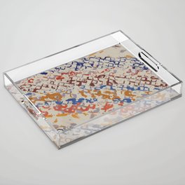 Diagonal Fragments - coral, navy, teal, gold, copper Acrylic Tray