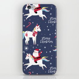 Christmas Unicorns Pattern iPhone Skin