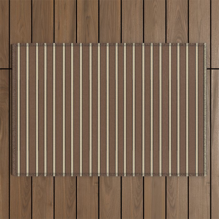 Vintage brown stripes Outdoor Rug