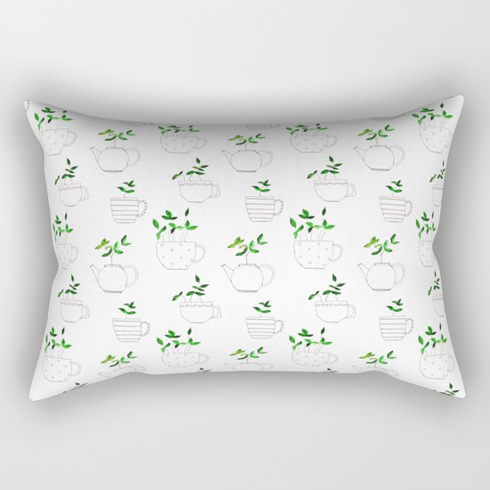 Tea plants in tea cups Rectangular Pillow