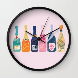 Champagne Bottles - Pink Ver. Wall Clock