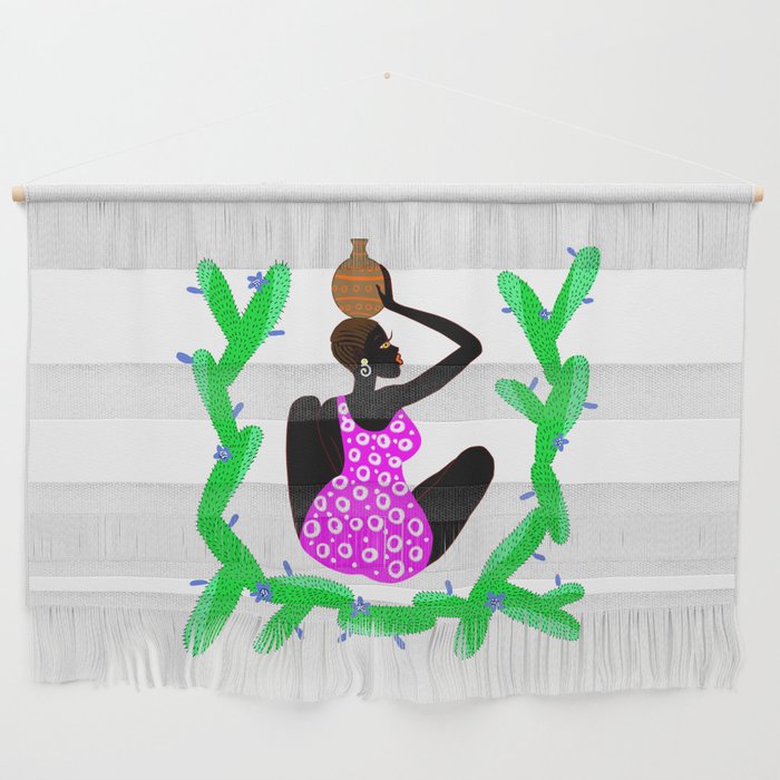 African woman with a vessel Wall Hanging