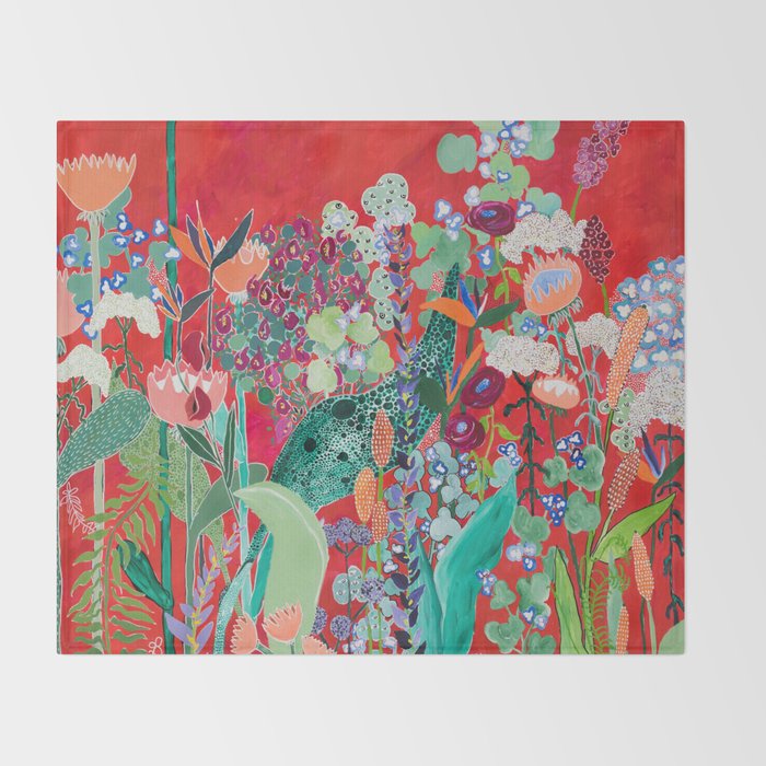 Red floral Jungle Garden Botanical featuring Proteas, Reeds, Eucalyptus, Ferns and Birds of Paradise Decke