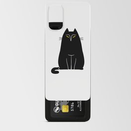 Creepy black cat cartoon animal illustration Android Card Case