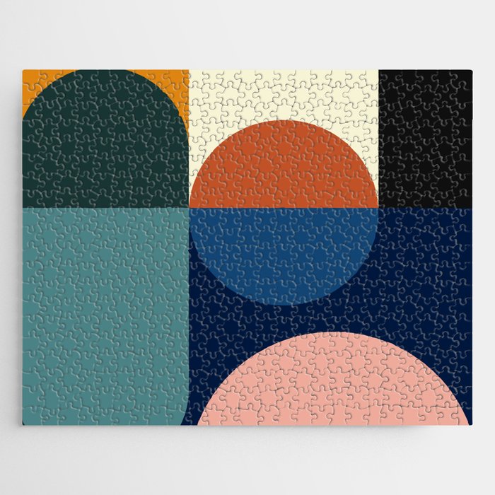 Bauhaus Geometric Summer Sunset Jigsaw Puzzle