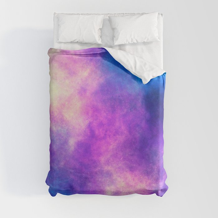 Modern nebula pink purple space galaxy watercolor hand painted Duvet Cover
