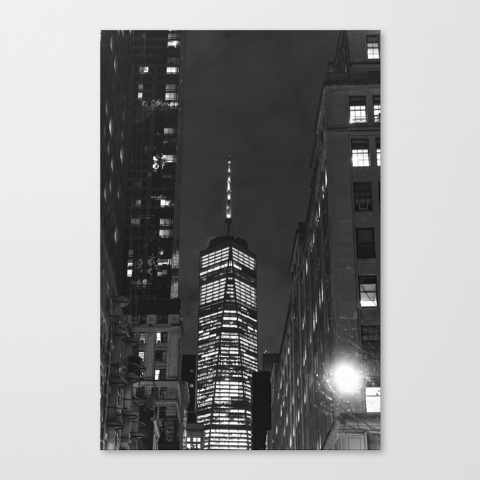 Night Views in NYC | Black and White Travel Photography | New York City Canvas Print
