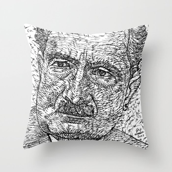 MARTIN HEIDEGGER ink portrait .1 Throw Pillow