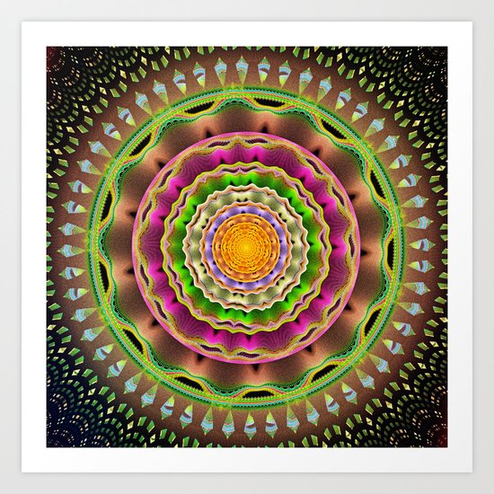 Waves and patterns mandala Art Print