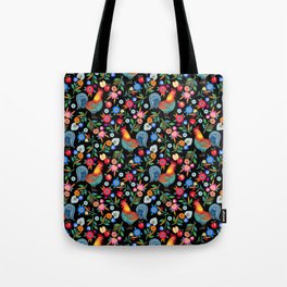 Folk flowers and rooster  Tote Bag
