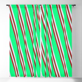 [ Thumbnail: Lavender, Red & Green Colored Striped Pattern Blackout Curtain ]