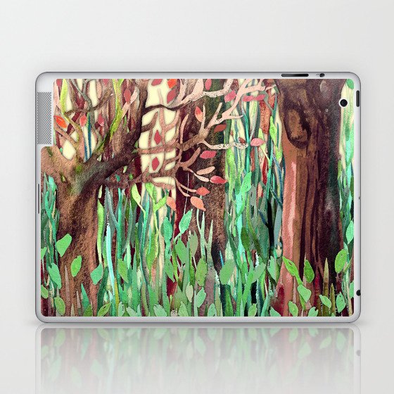 Lost in the Forest - watercolor painting collage Laptop & iPad Skin