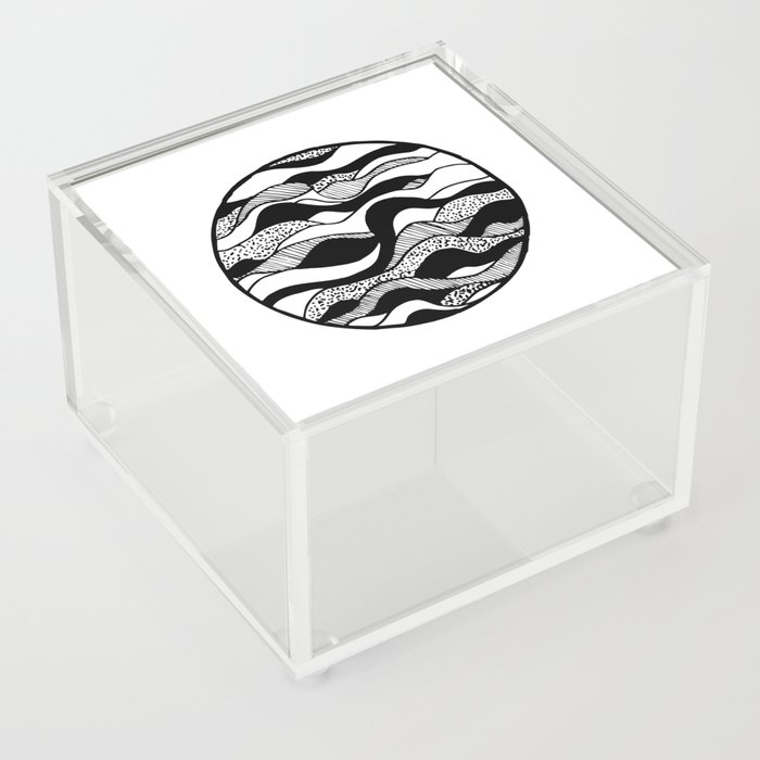 Abstract black and white sand waves Acrylic Box